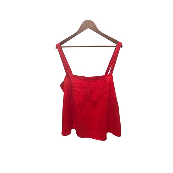 J.Crew 3X Red Linen Tank Top Sleeveless Summer Blouse NWT Plus Size - Picture 3 of 8